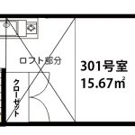 ミニマルなお部屋ですがロフト付きで広く使えます(間取)